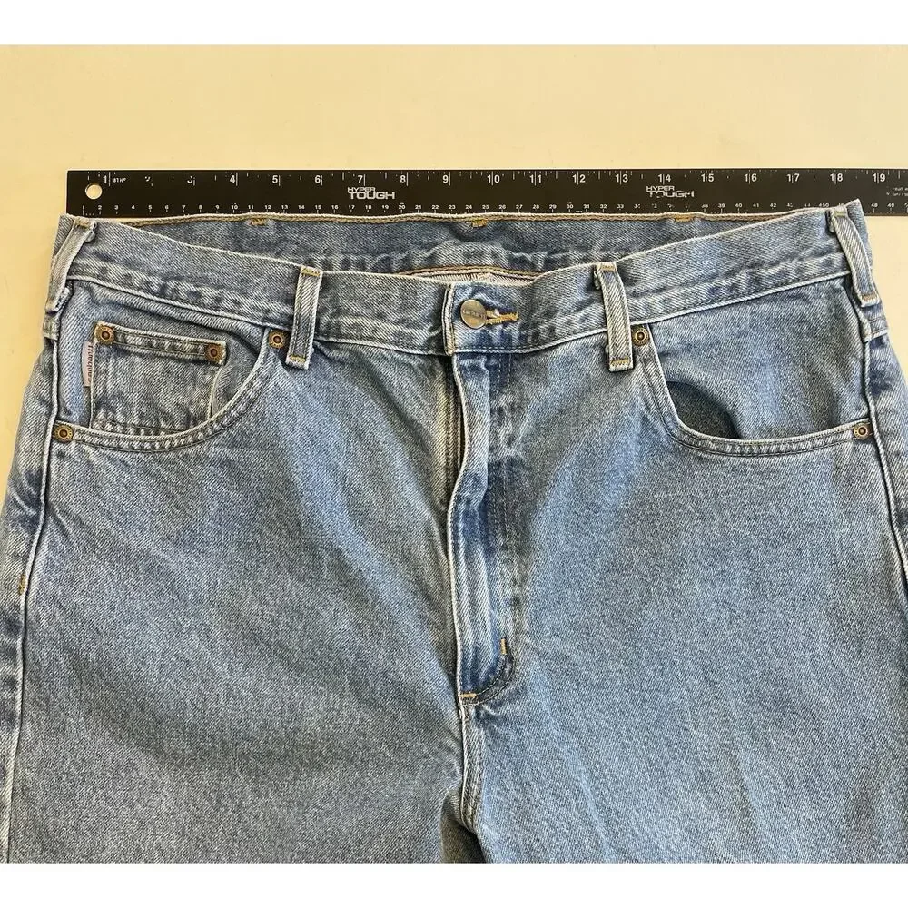 Men Carhartt B18 STW Med Wash Denim Blue Jeans 38 x 36 (Fit: 37 x 35) Straight